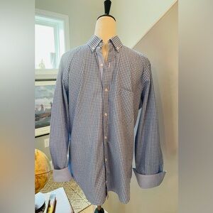 TAILORBYRD 1930 COLLECTION Shirt Casual Button Down Blue/White Plaid Medium